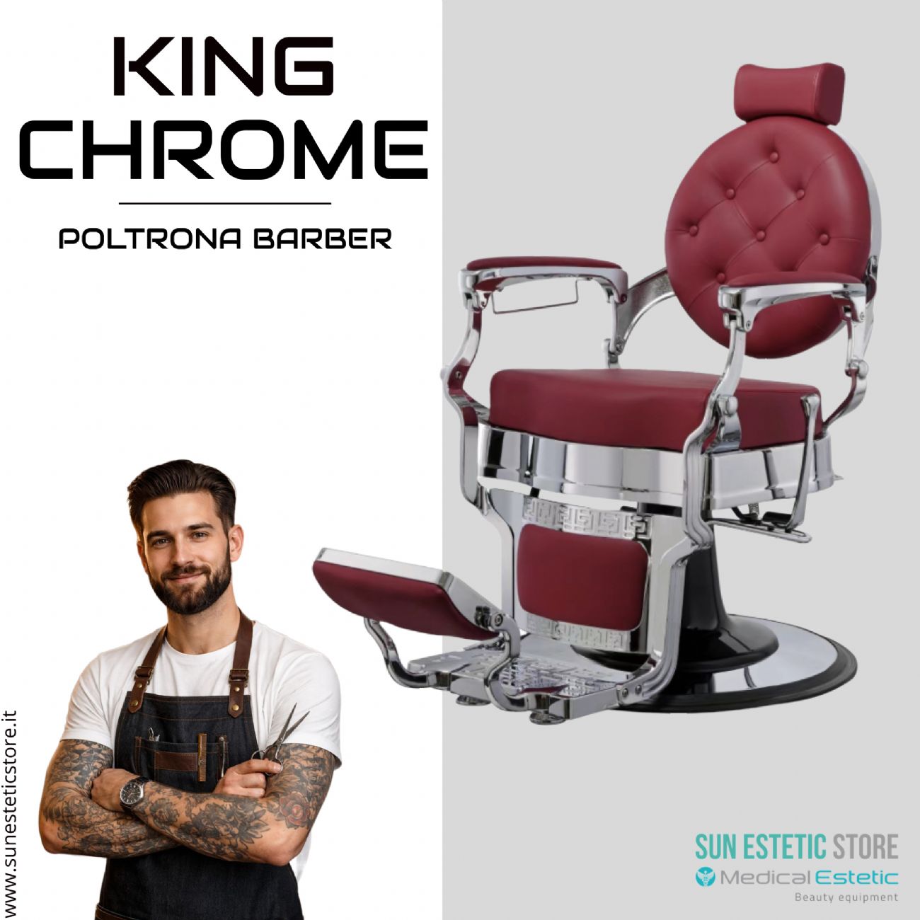 King Chrome poltrona barbiere barber shop