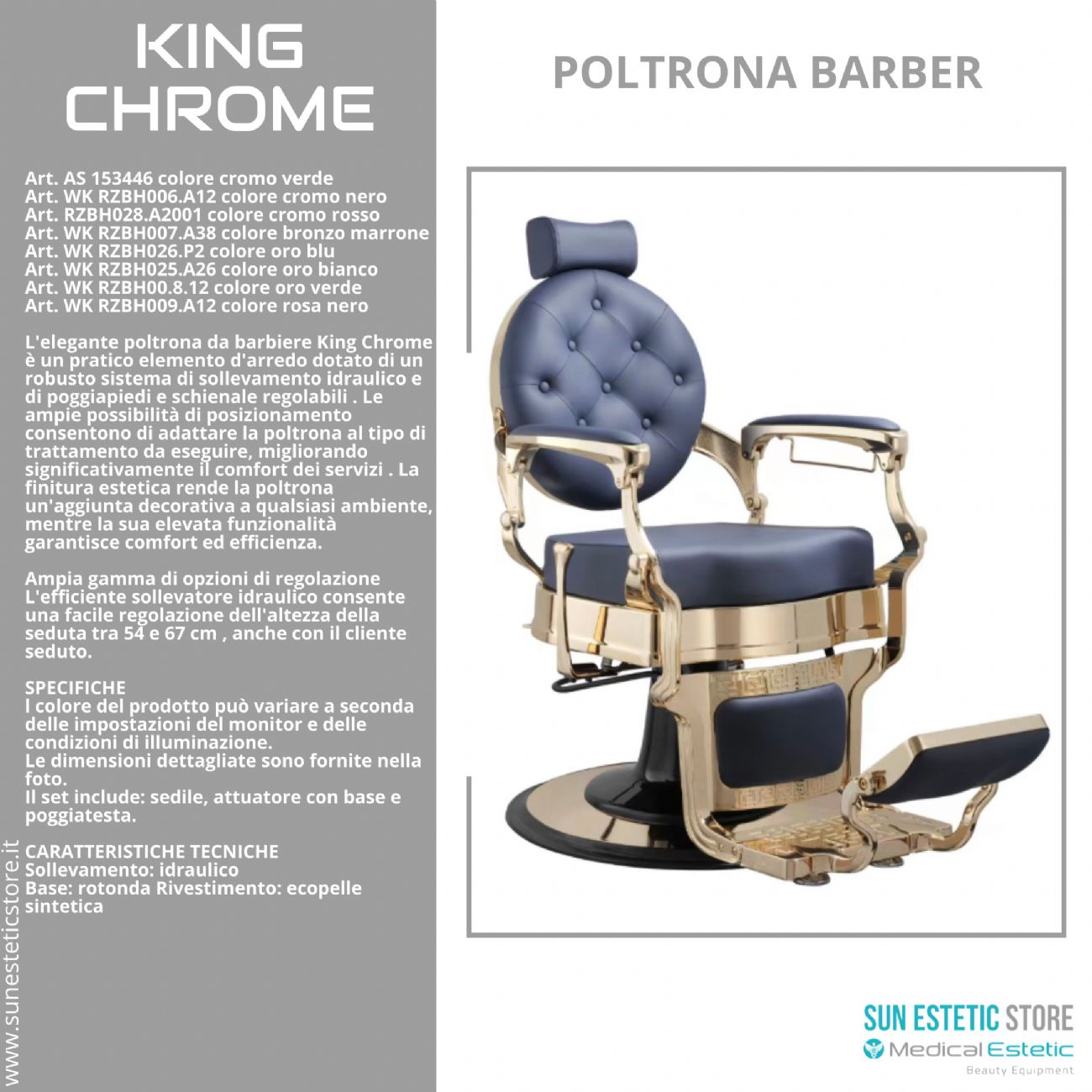 King Chrome poltrona barbiere barber shop