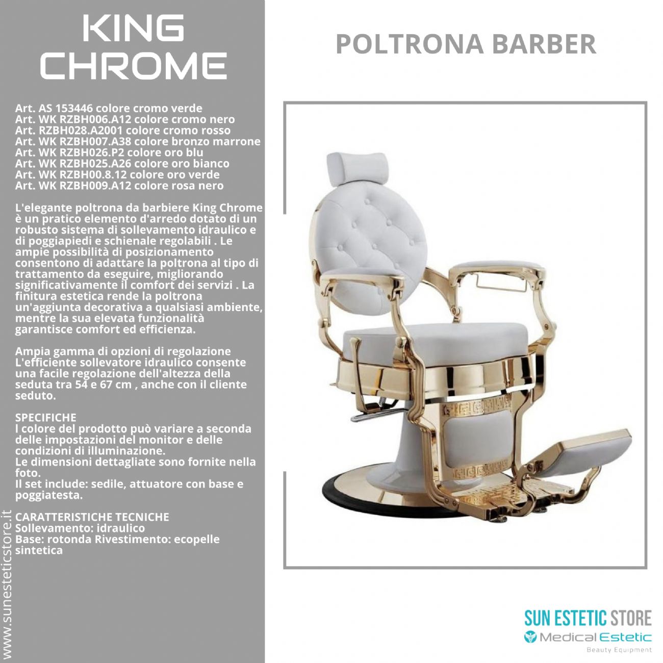 King Chrome poltrona barbiere barber shop