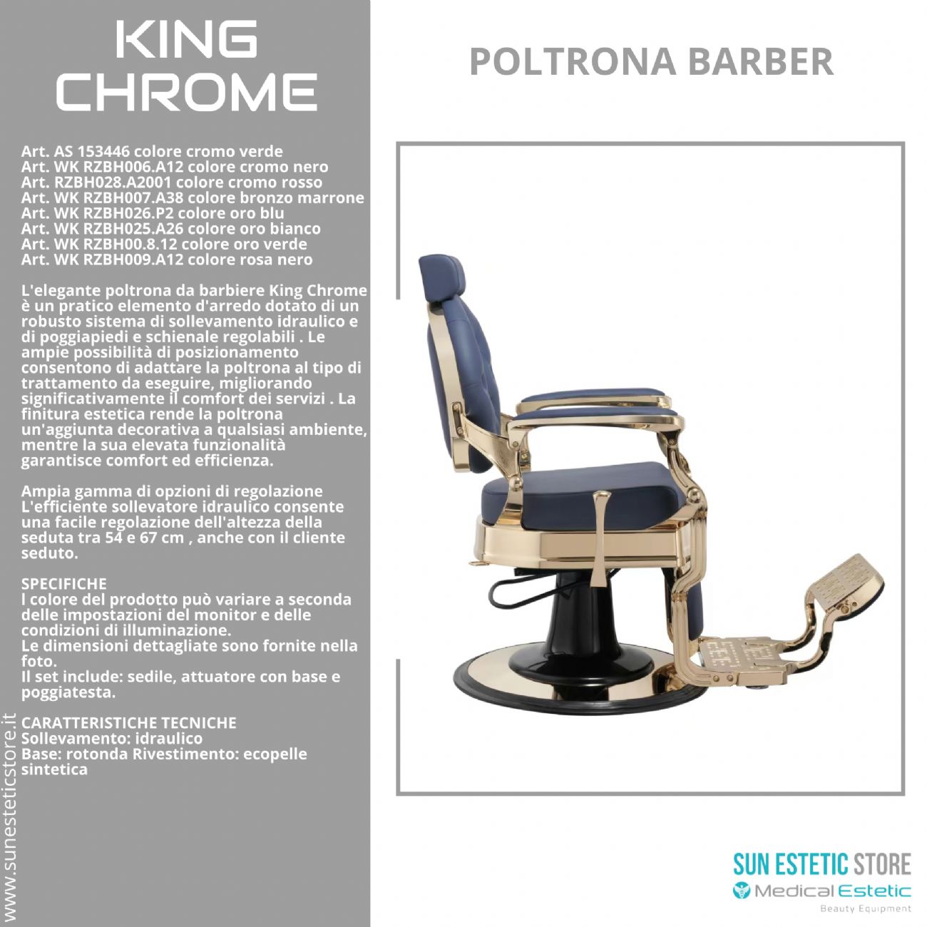 King Chrome poltrona barbiere barber shop