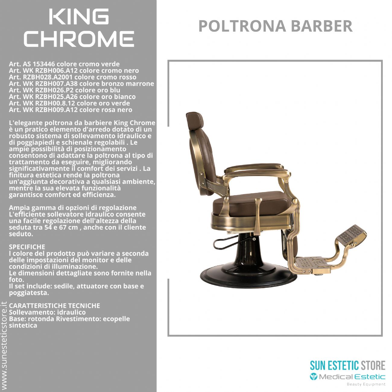King Chrome poltrona barbiere barber shop