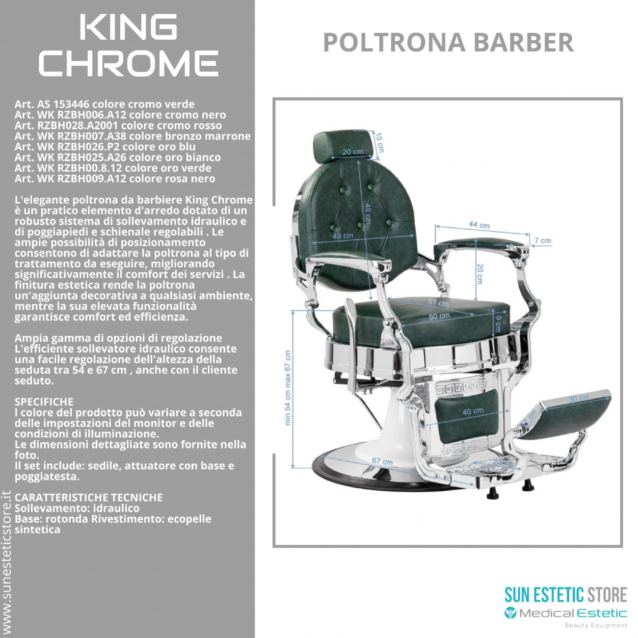 King Chrome poltrona barbiere barber shop