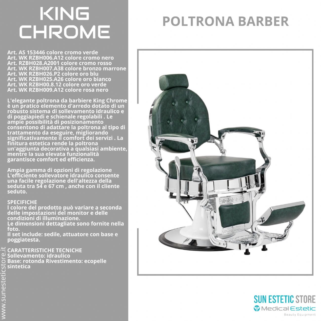 King Chrome poltrona barbiere barber shop
