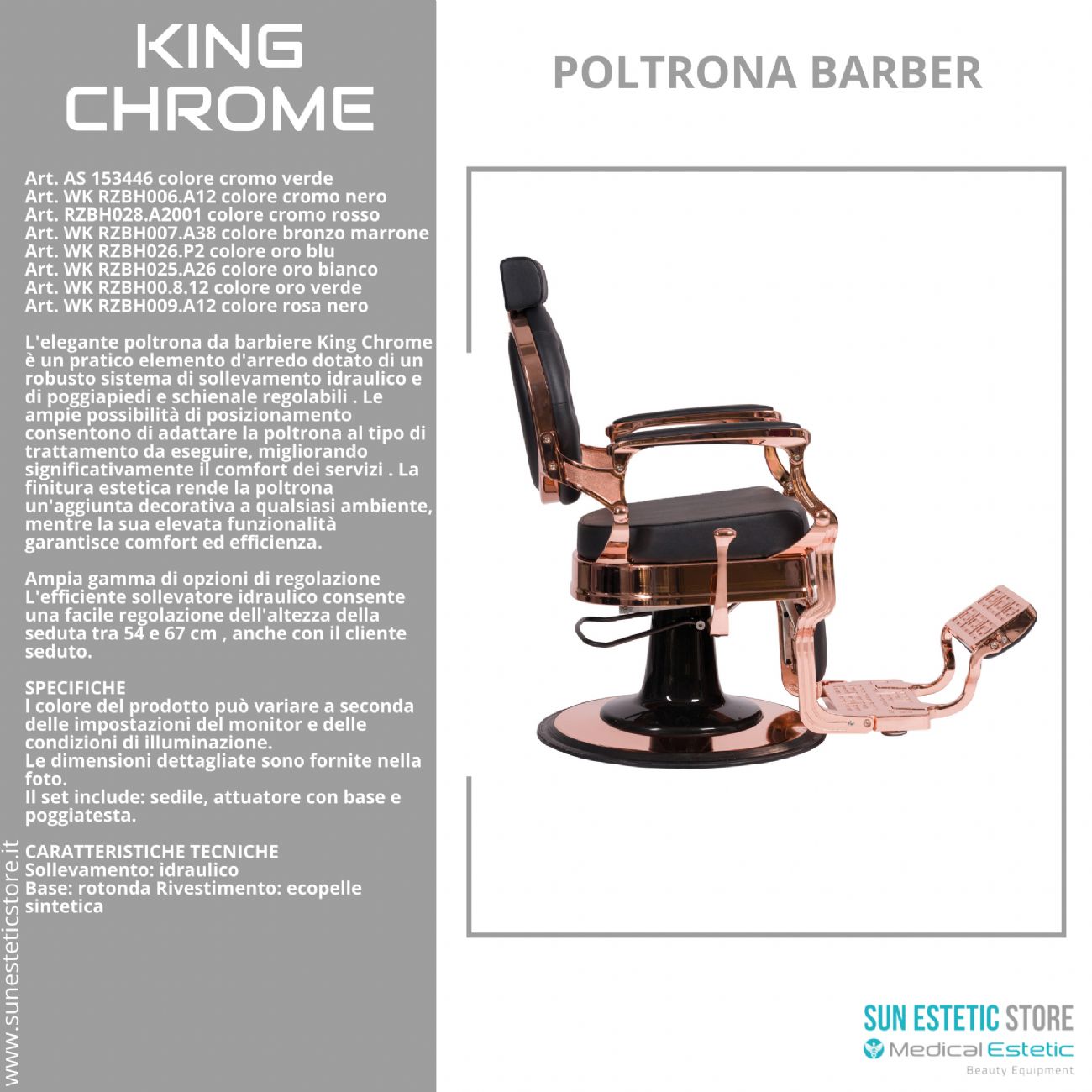 King Chrome poltrona barbiere barber shop