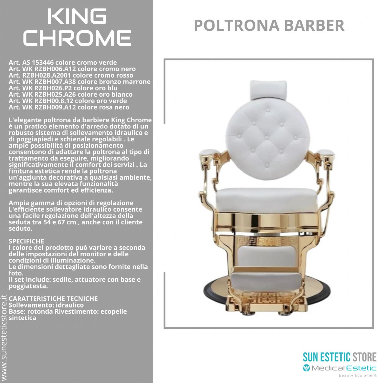 King Chrome poltrona barbiere barber shop