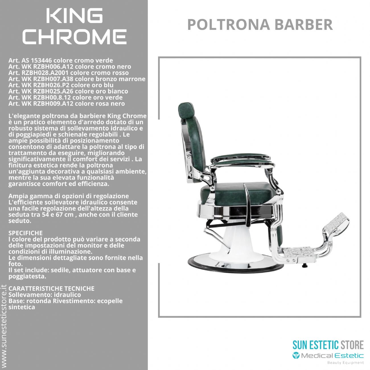King Chrome poltrona barbiere barber shop