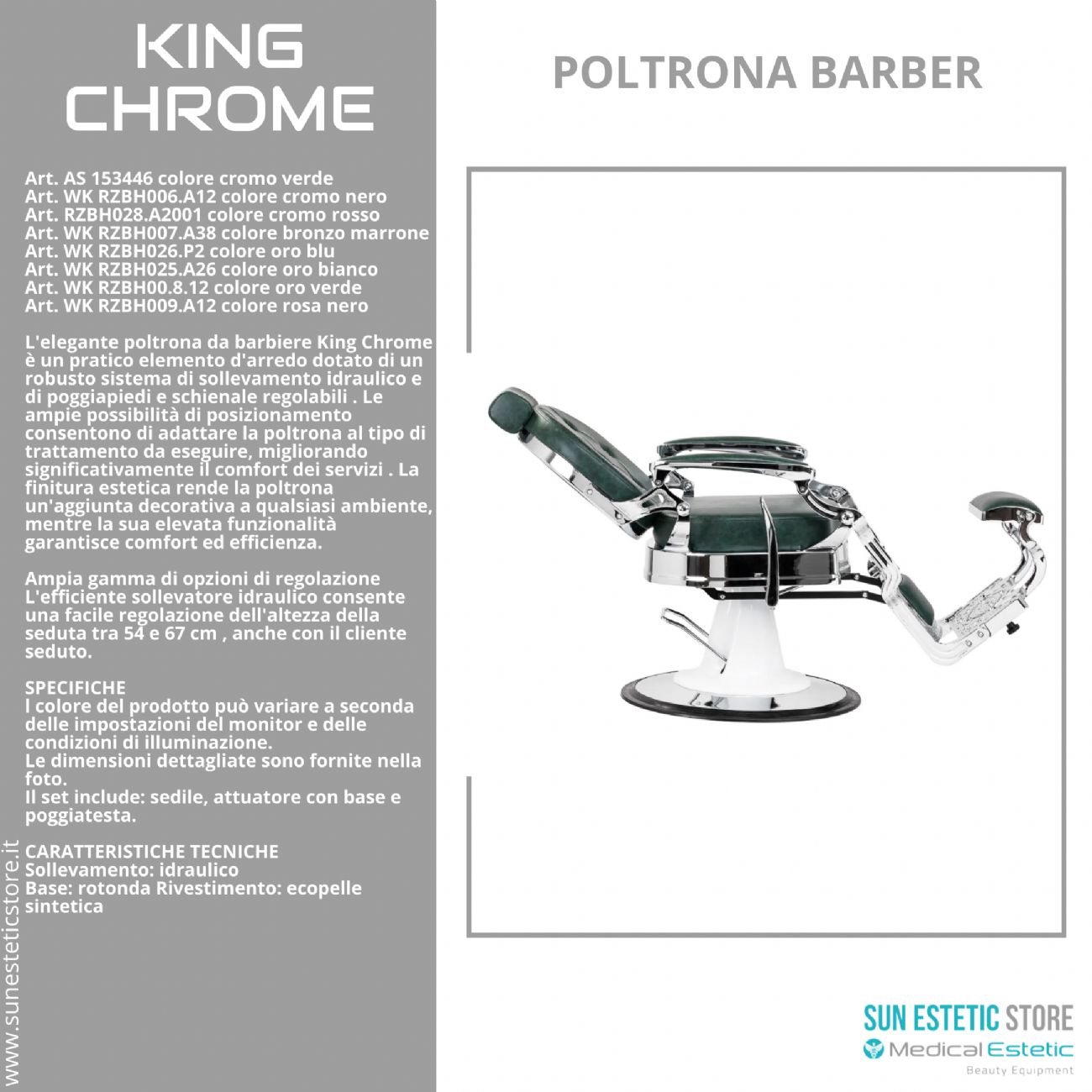 King Chrome poltrona barbiere barber shop