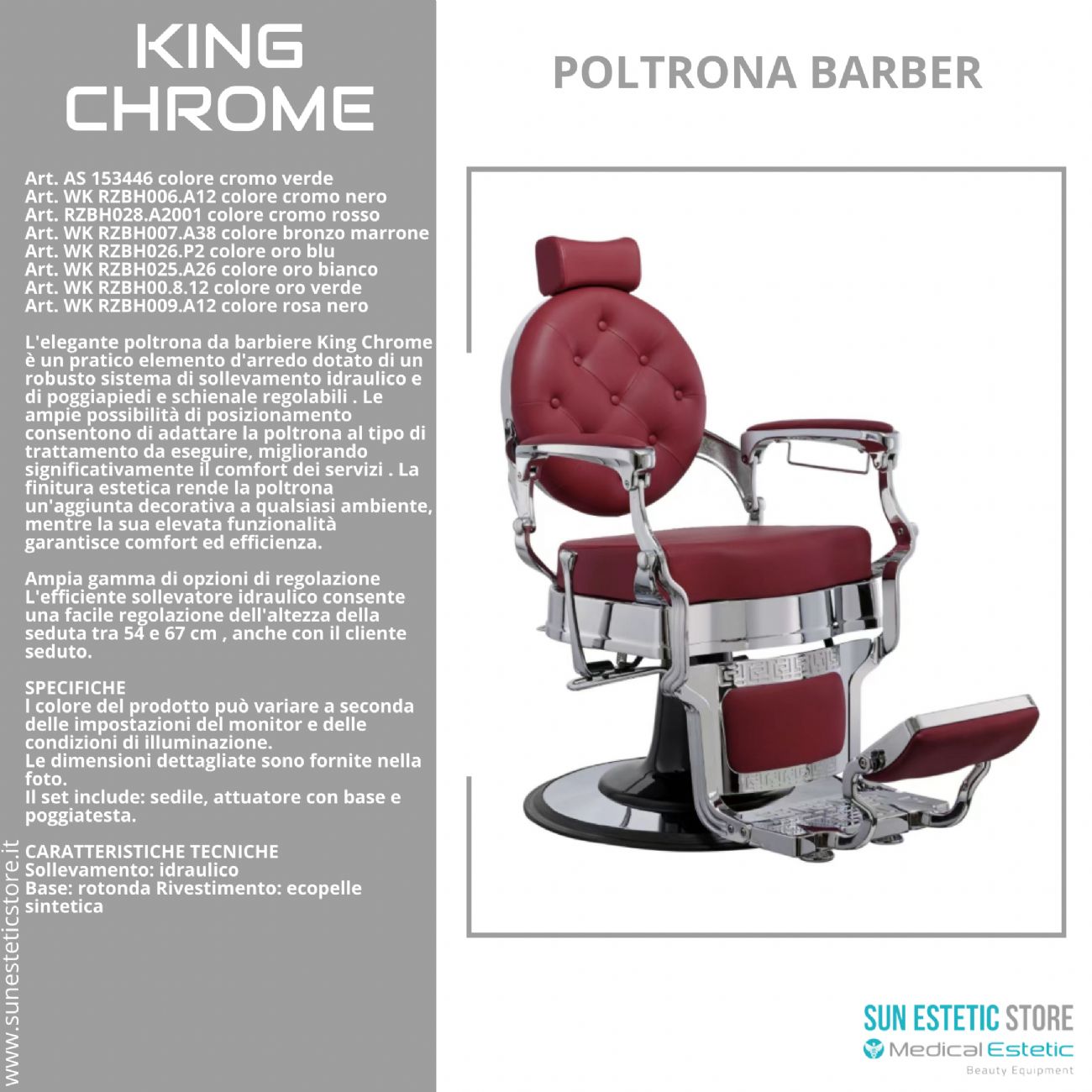 King Chrome poltrona barbiere barber shop