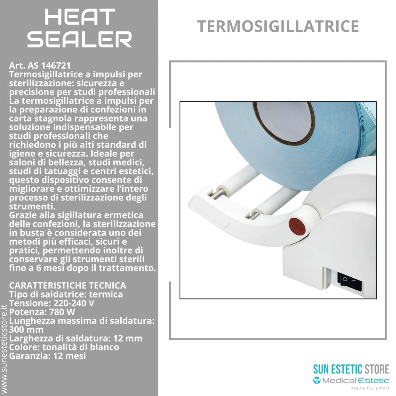 Heat Sealer termosigillatrice buste sterilizzazione