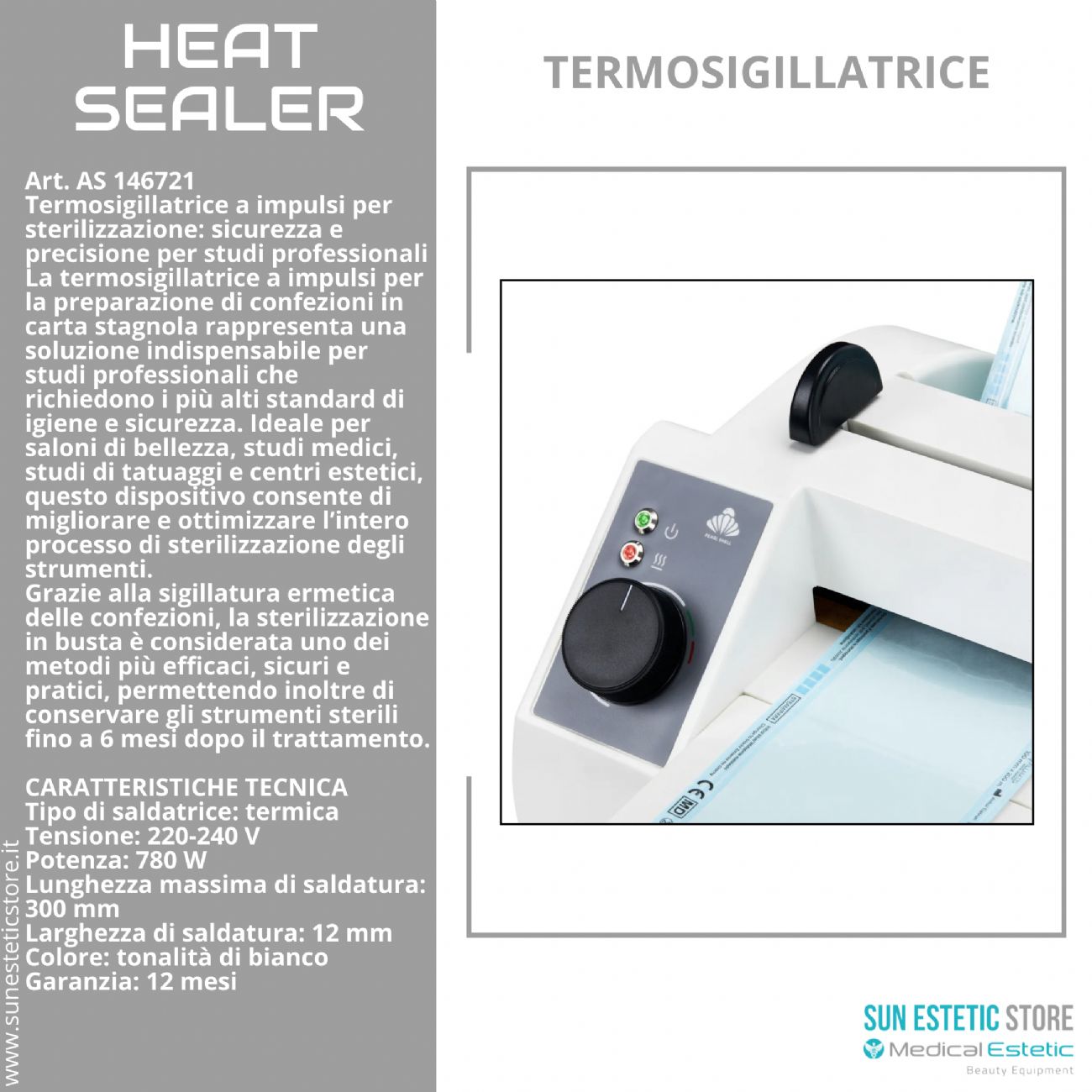 Heat Sealer termosigillatrice buste sterilizzazione