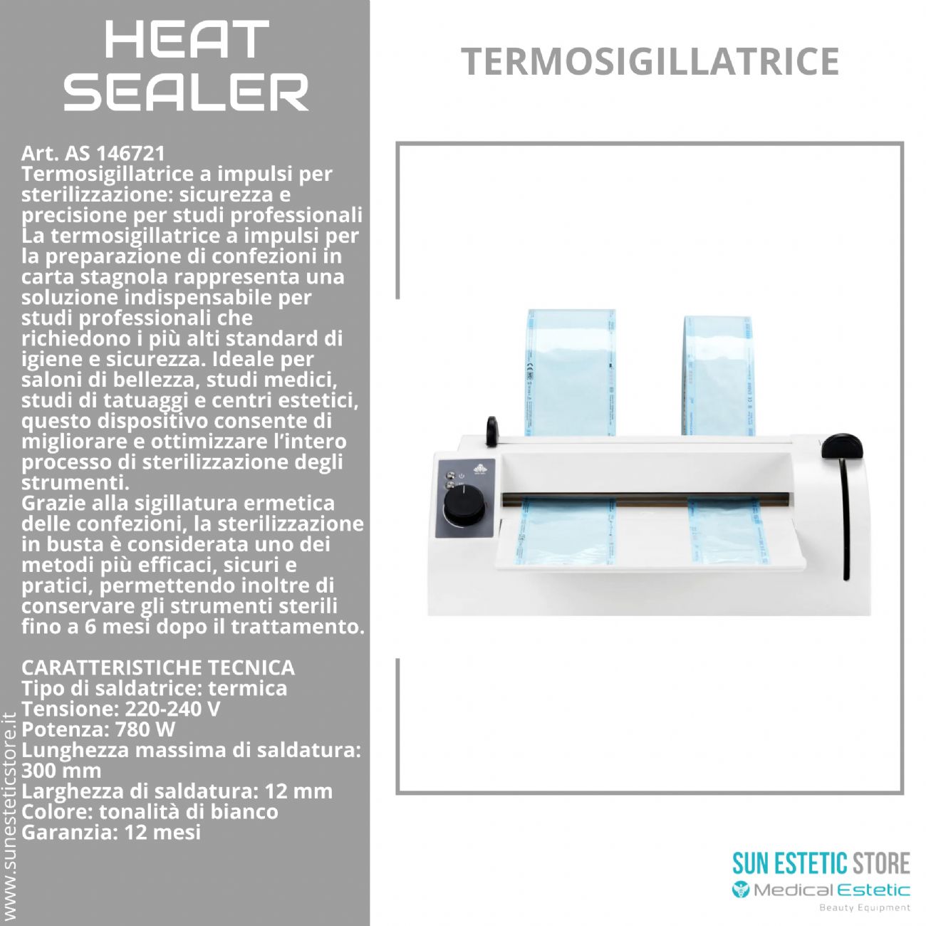 Heat Sealer termosigillatrice buste sterilizzazione