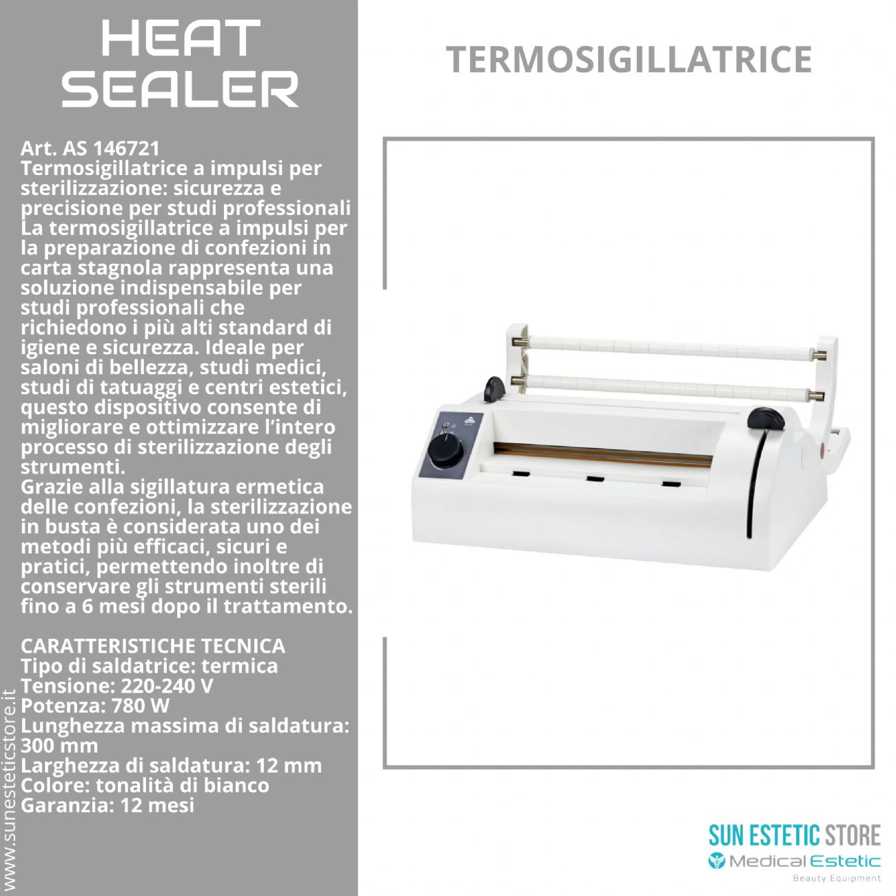 Heat Sealer termosigillatrice buste sterilizzazione