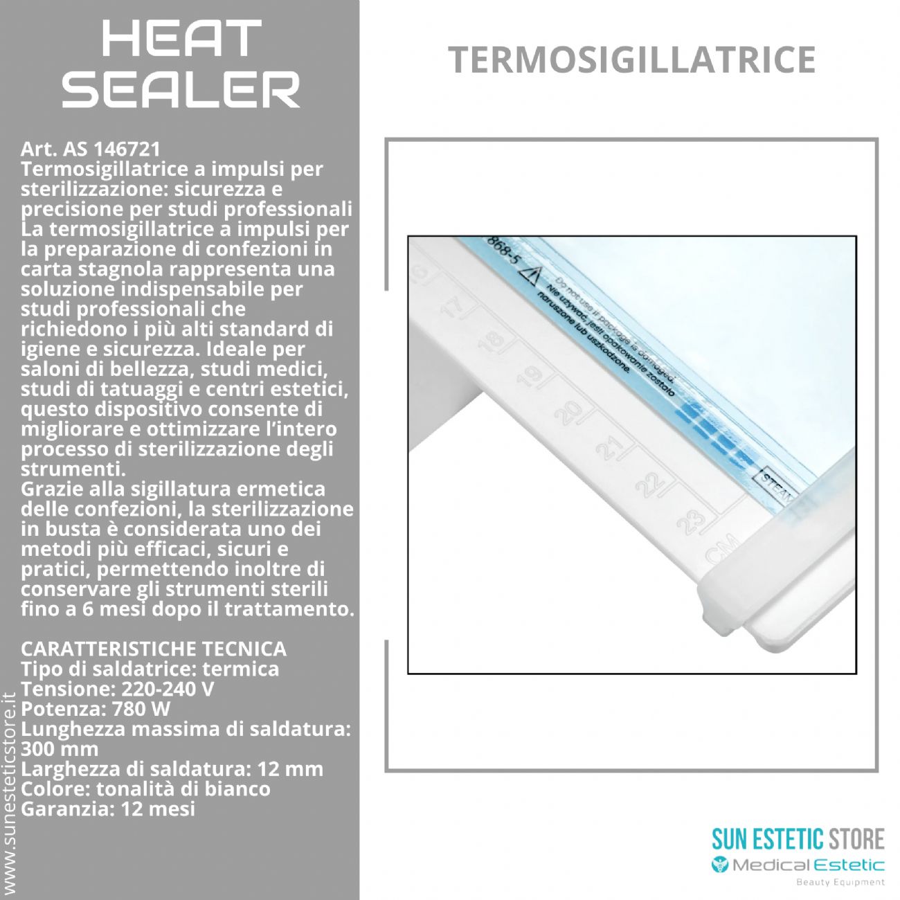 Heat Sealer termosigillatrice buste sterilizzazione