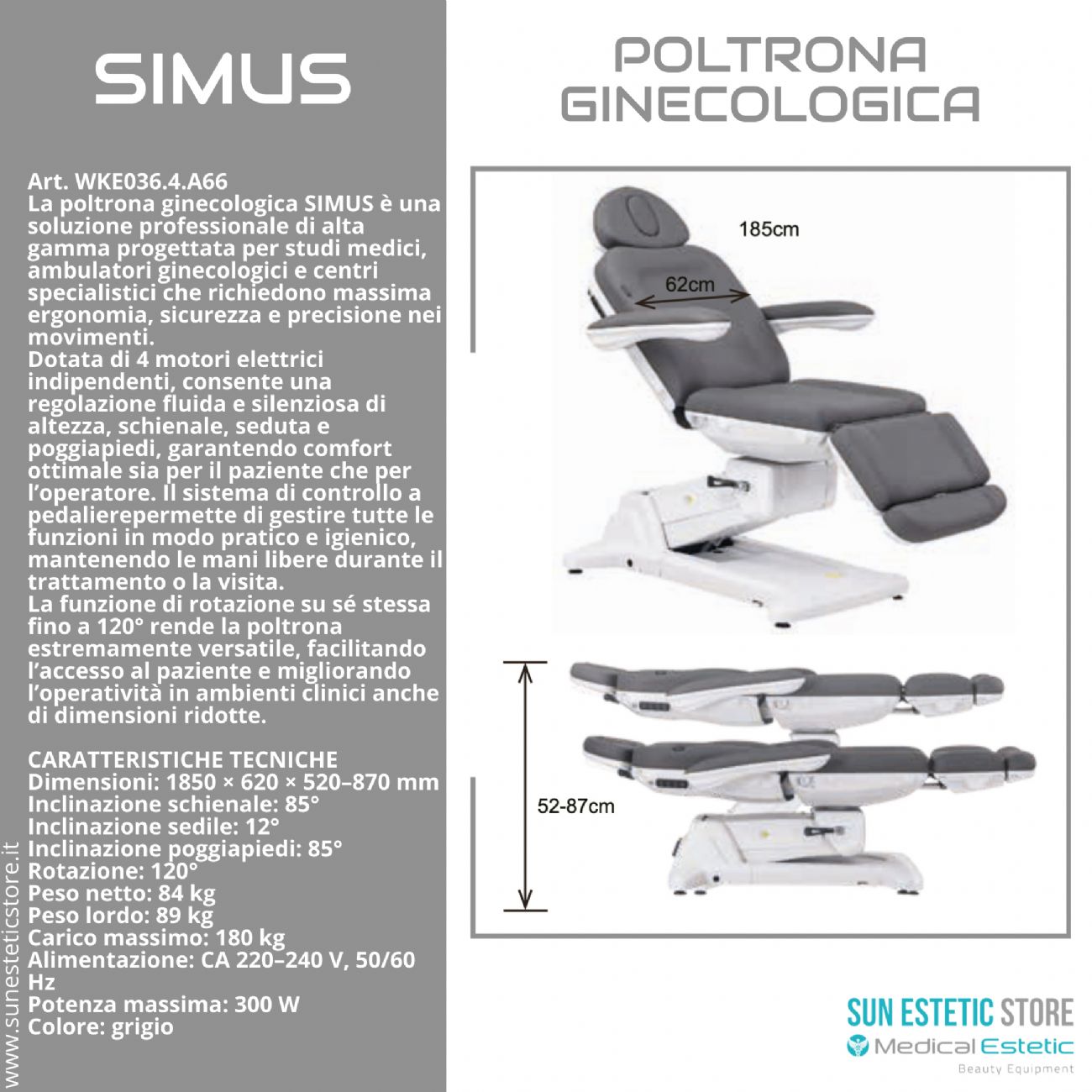 Simus poltrona lettino ginecologica 4 motori