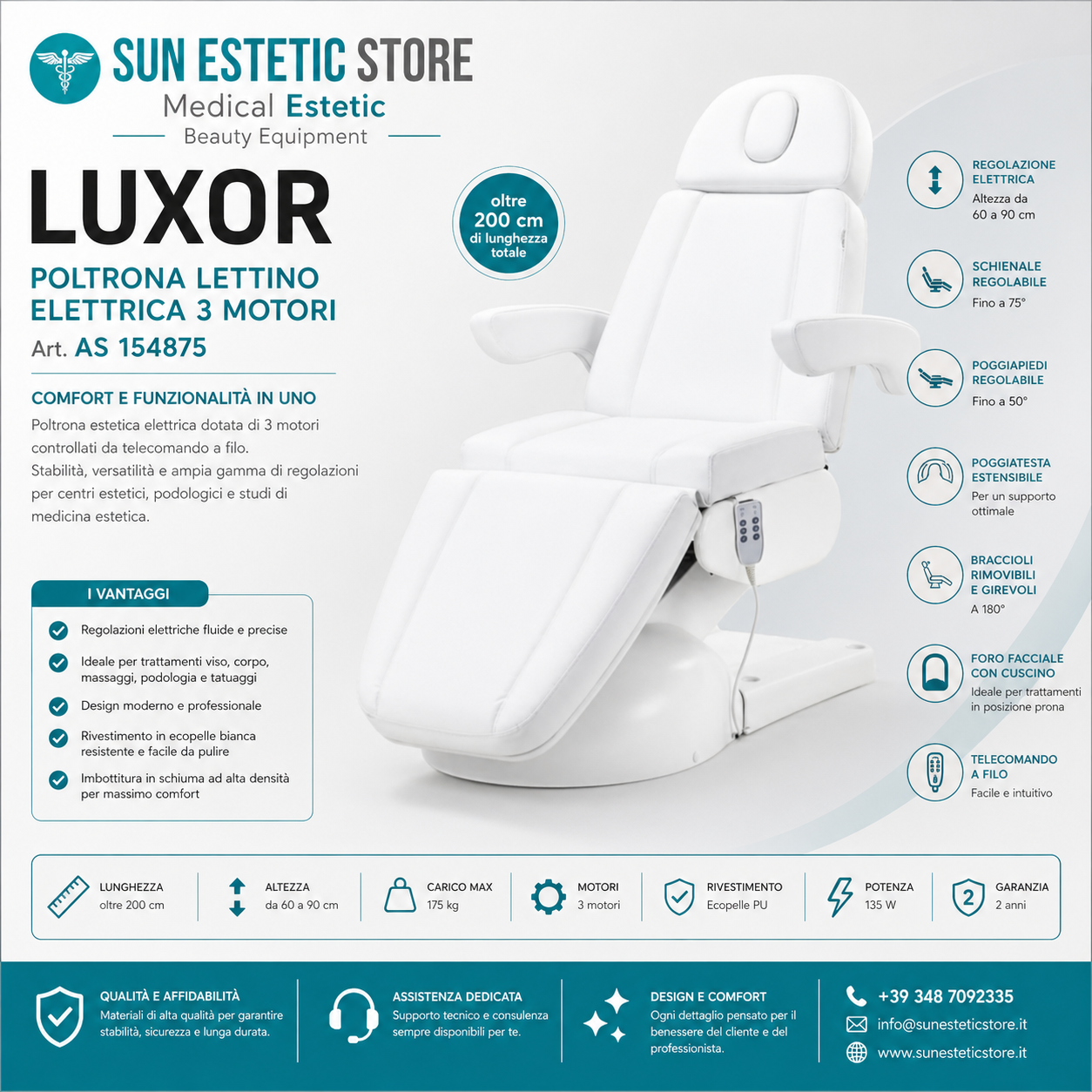 Luxor poltrona lettino estetica 3 motori