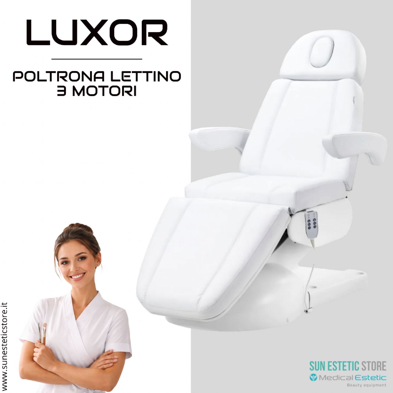Luxor poltrona lettino estetica 3 motori