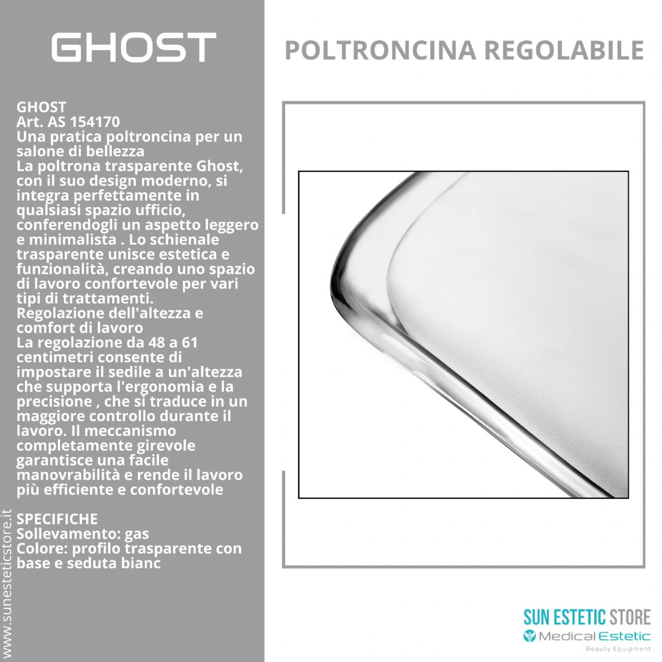 Ghost poltroncina regolabile estetica nails