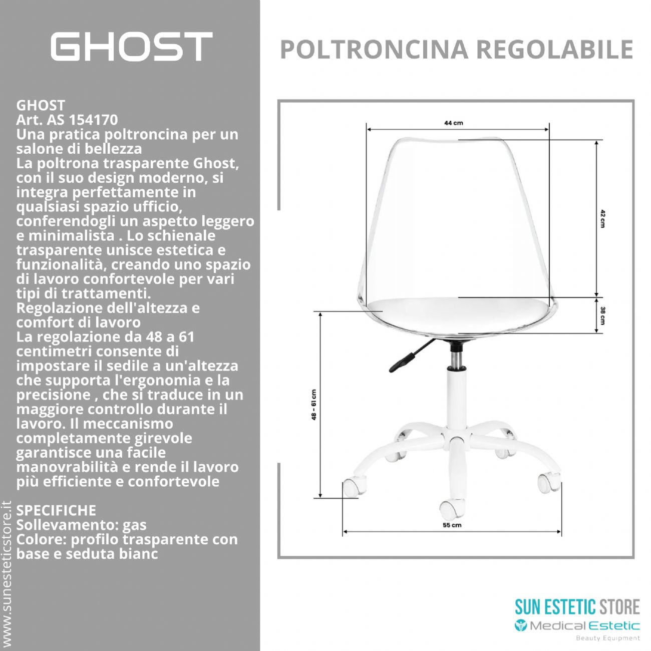 Ghost poltroncina regolabile estetica nails