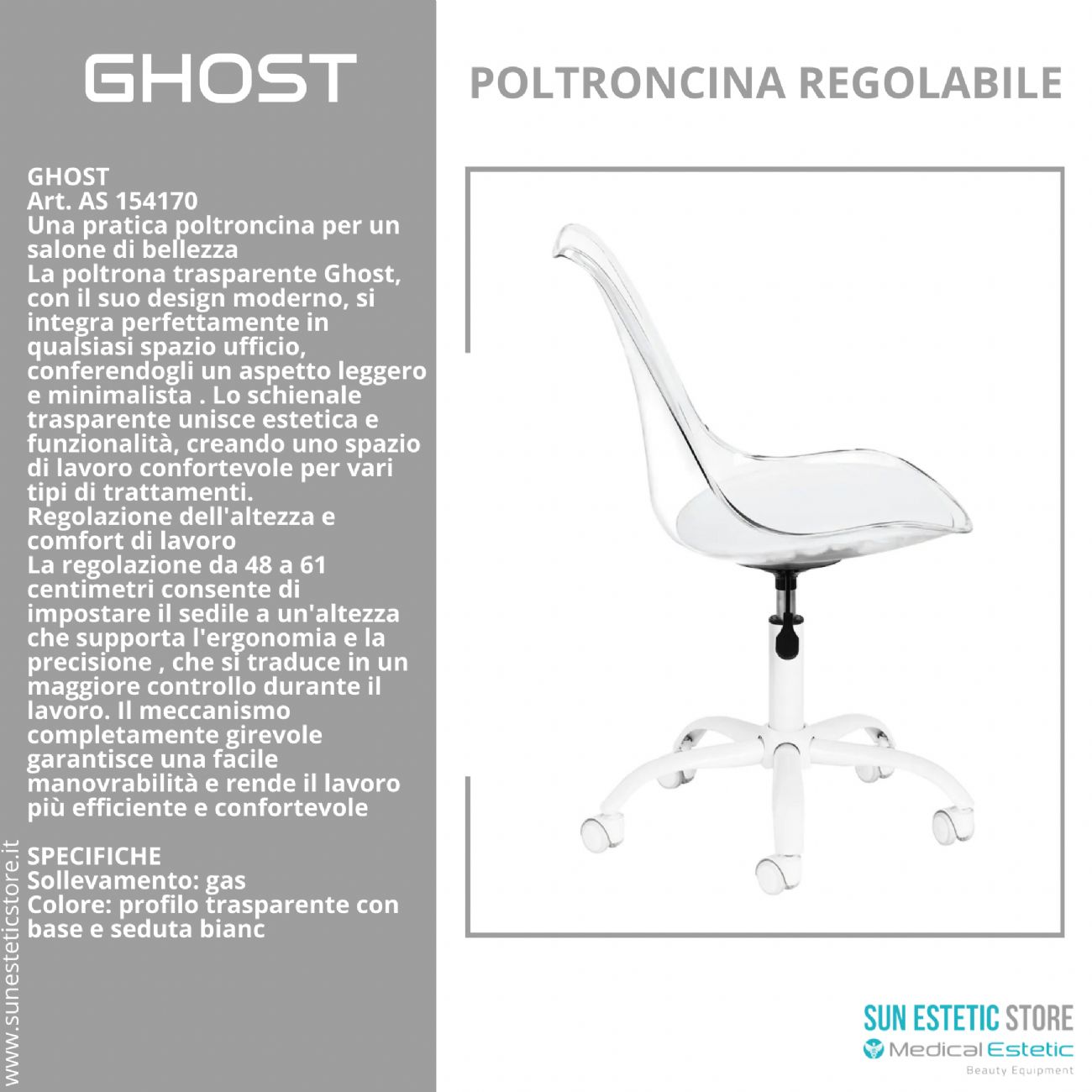 Ghost poltroncina regolabile estetica nails