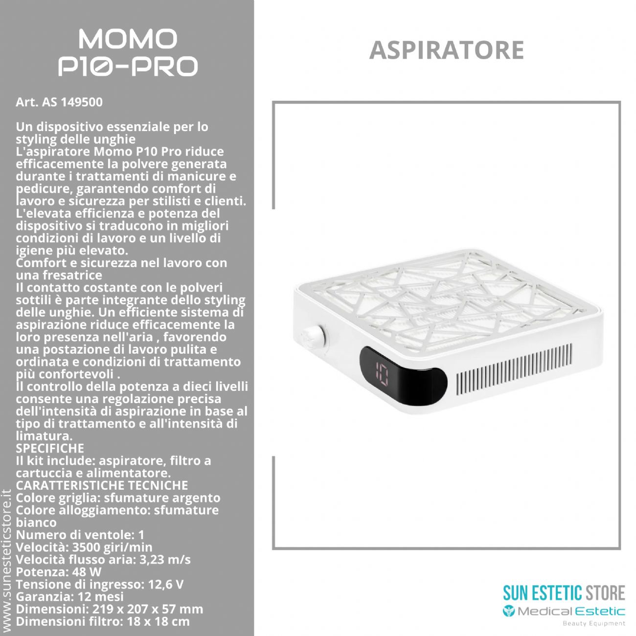 Momo P10 Pro aspiratore manicure nails