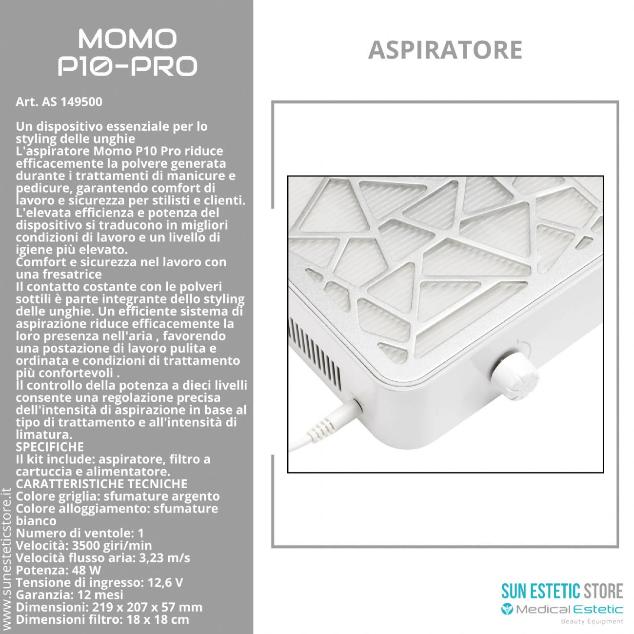 Momo P10 Pro aspiratore manicure nails