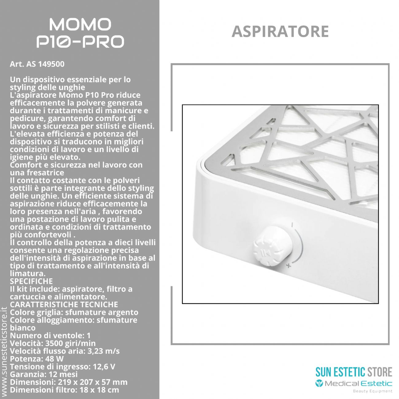 Momo P10 Pro aspiratore manicure nails