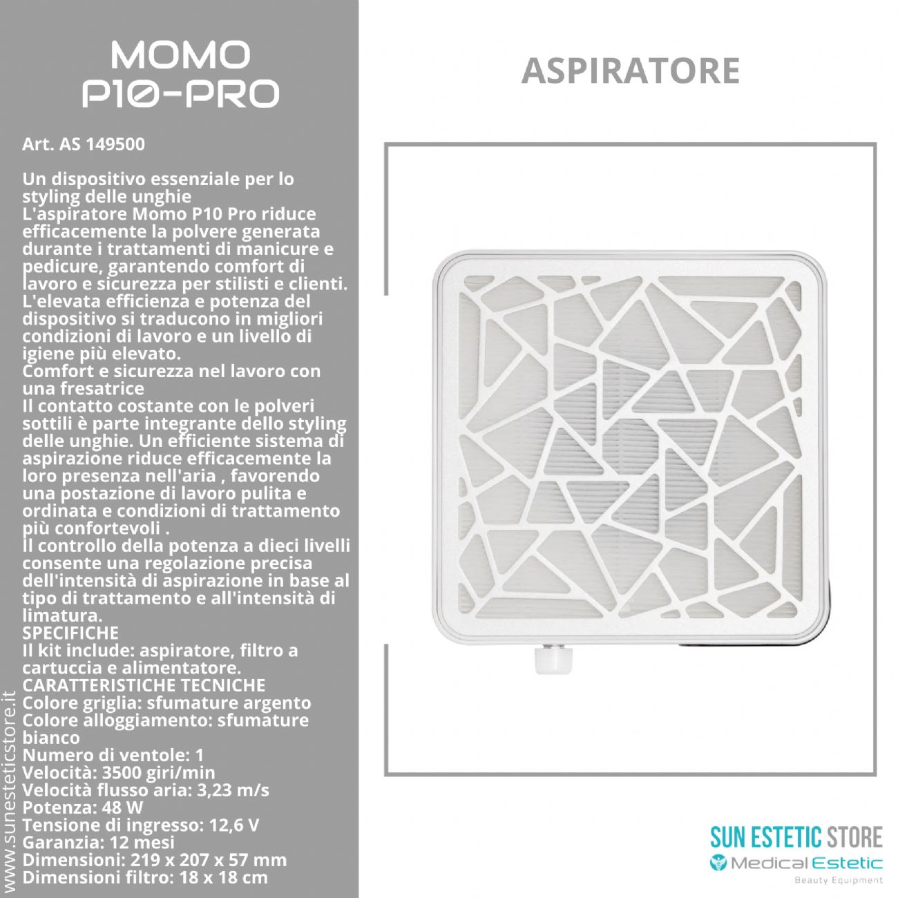 Momo P10 Pro aspiratore manicure nails