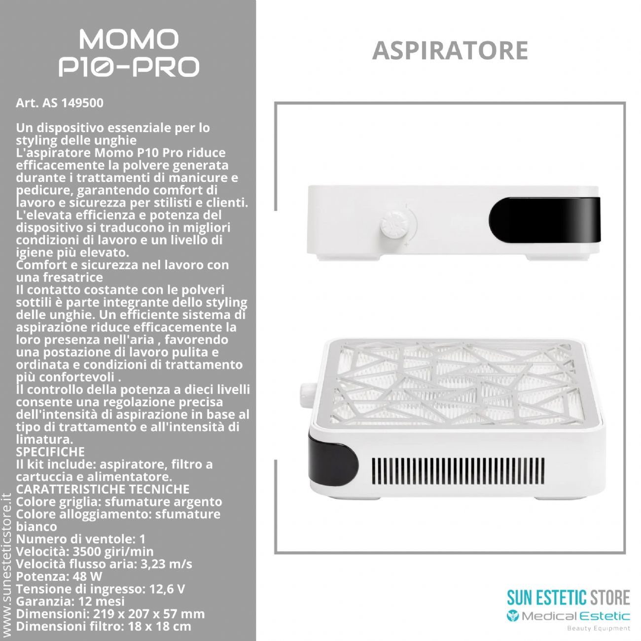 Momo P10 Pro aspiratore manicure nails