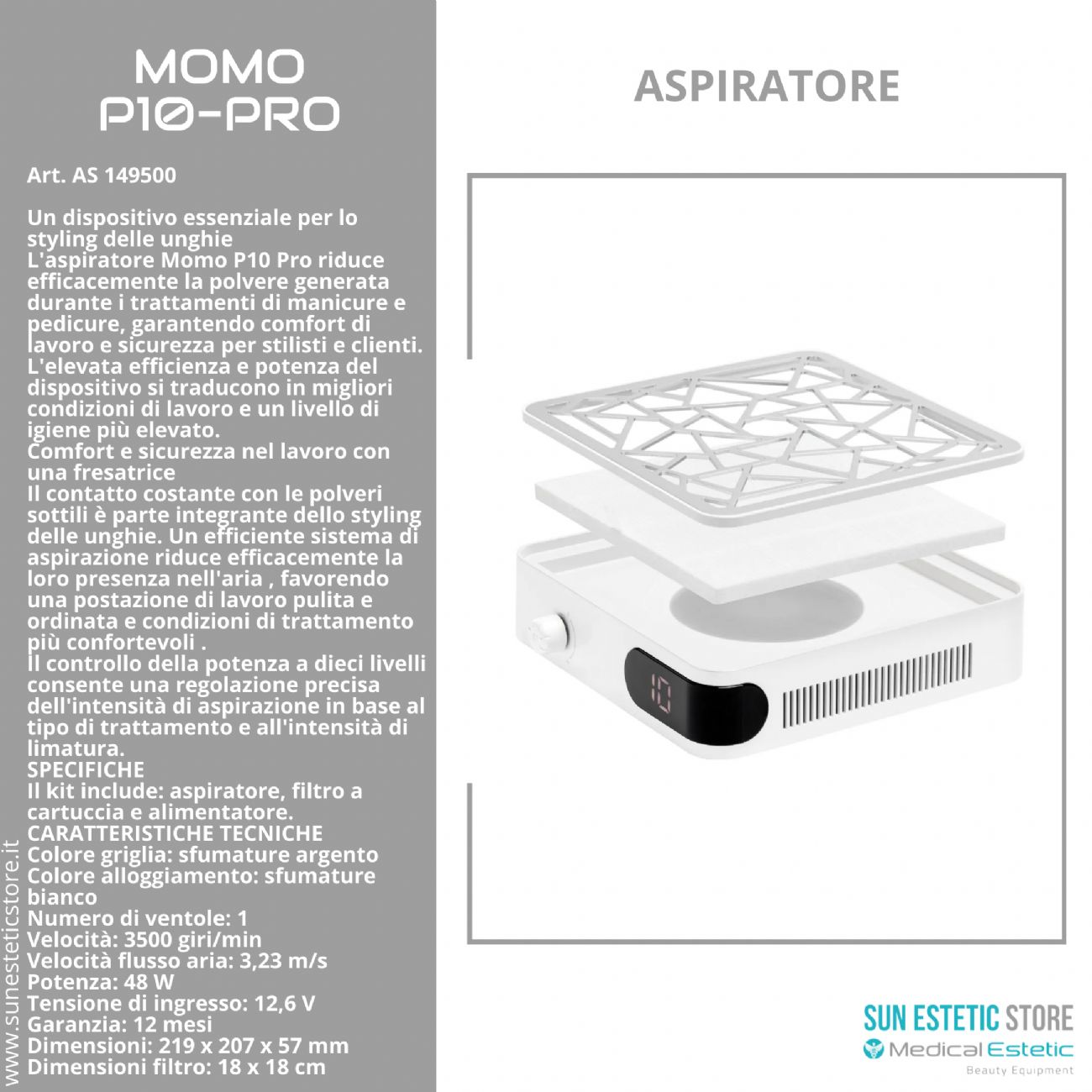 Momo P10 Pro aspiratore manicure nails