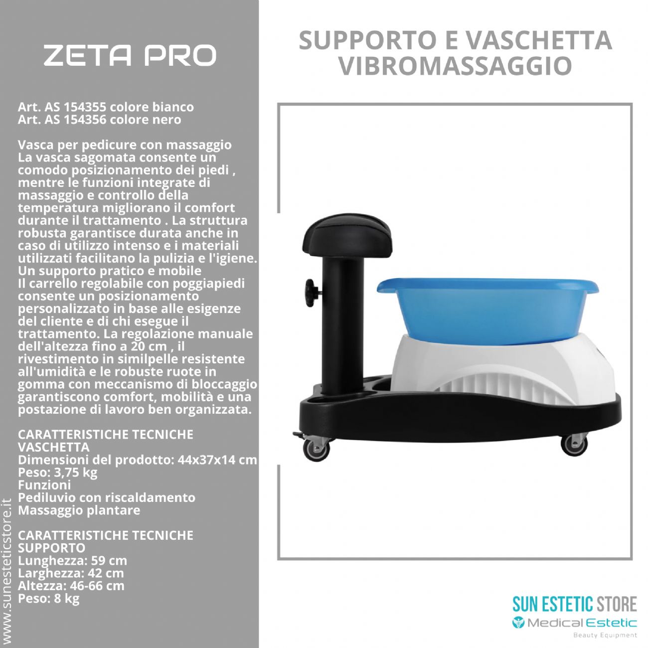 Zeta Pro idromassaggio con carrello supporto piede