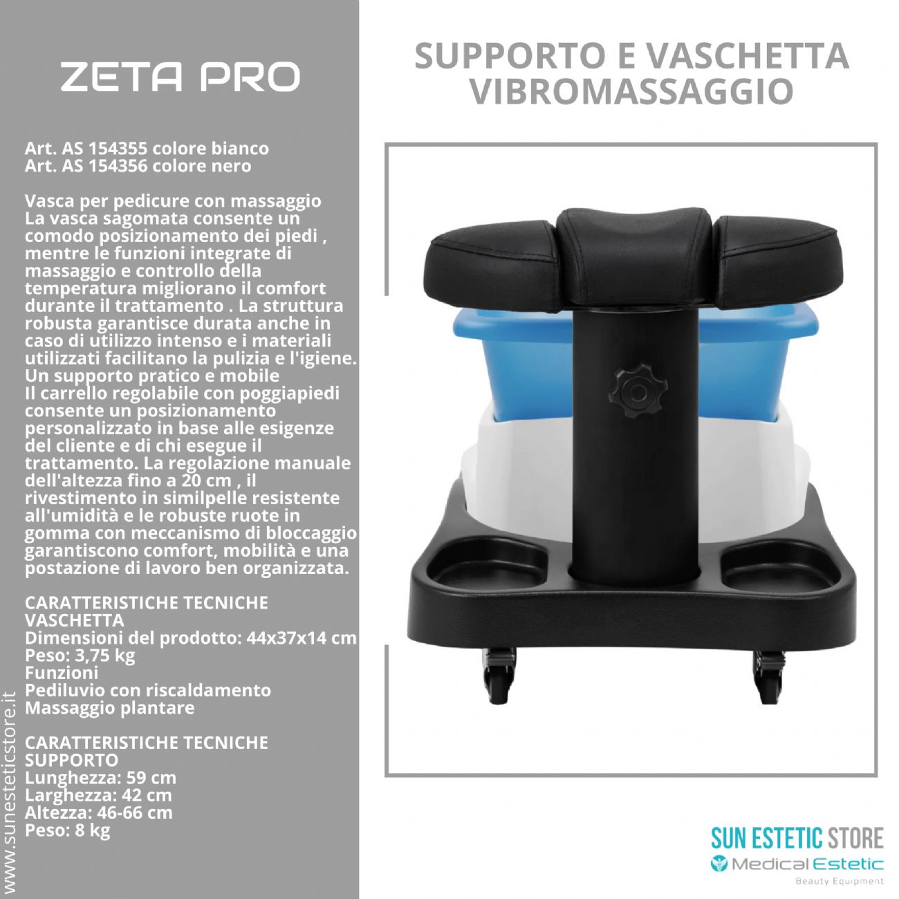 Zeta Pro idromassaggio con carrello supporto piede