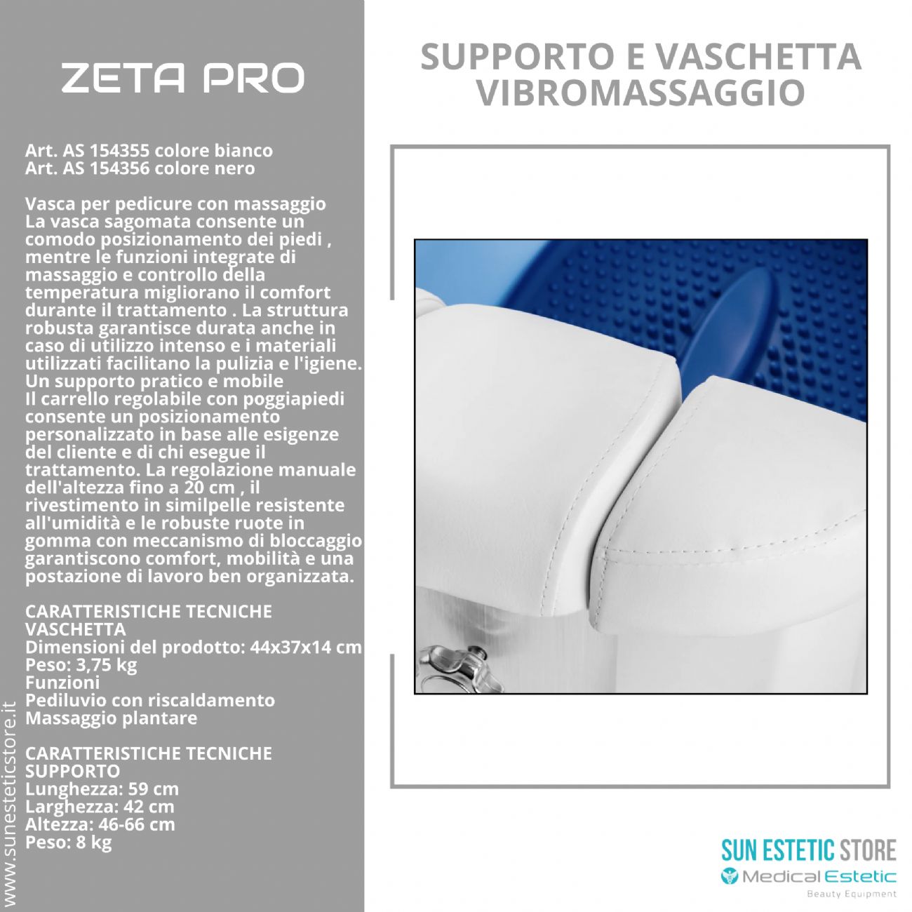 Zeta Pro idromassaggio con carrello supporto piede