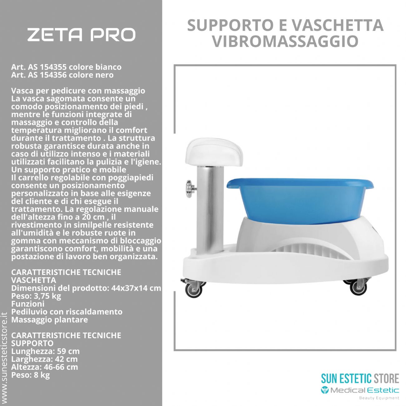 Zeta Pro idromassaggio con carrello supporto piede