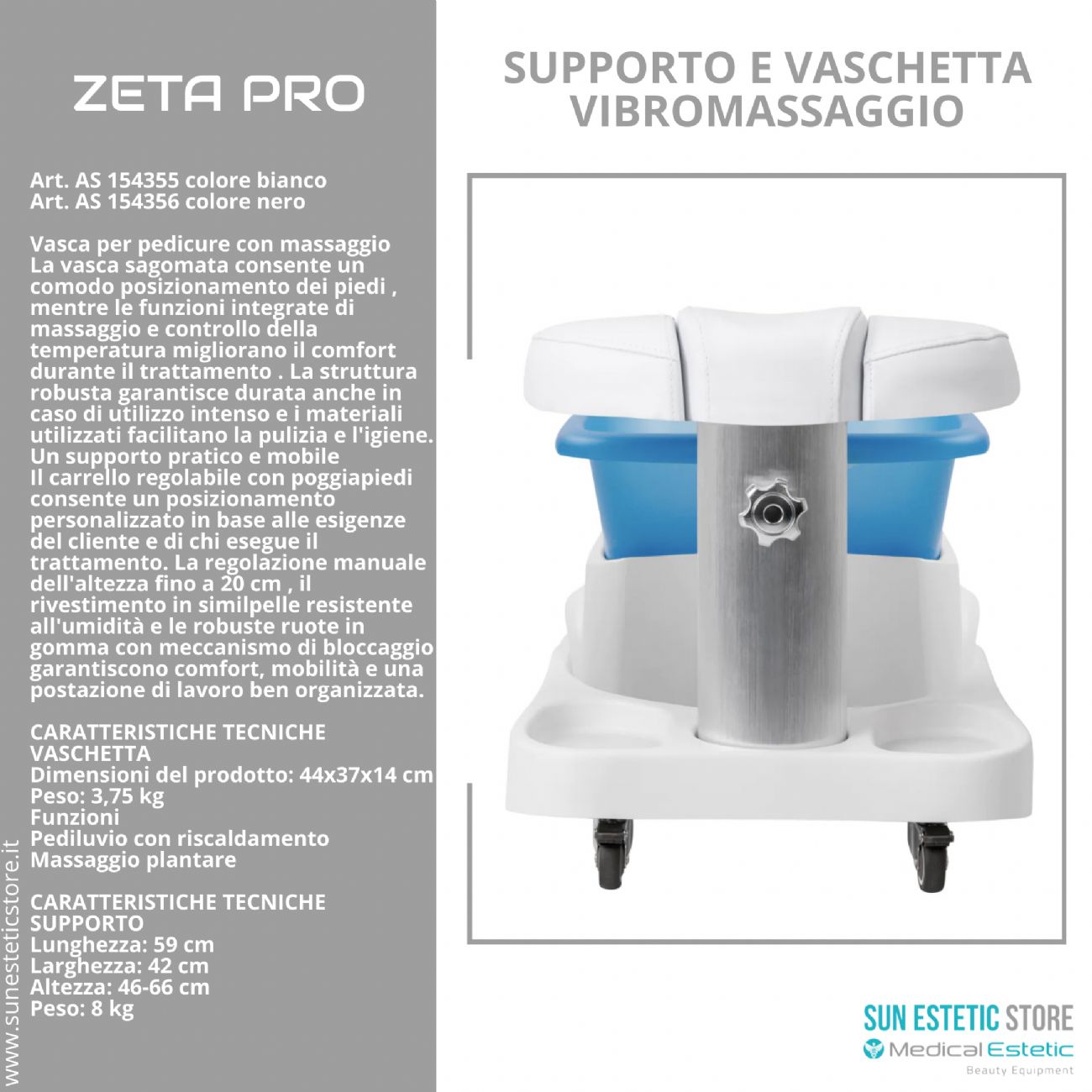 Zeta Pro idromassaggio con carrello supporto piede