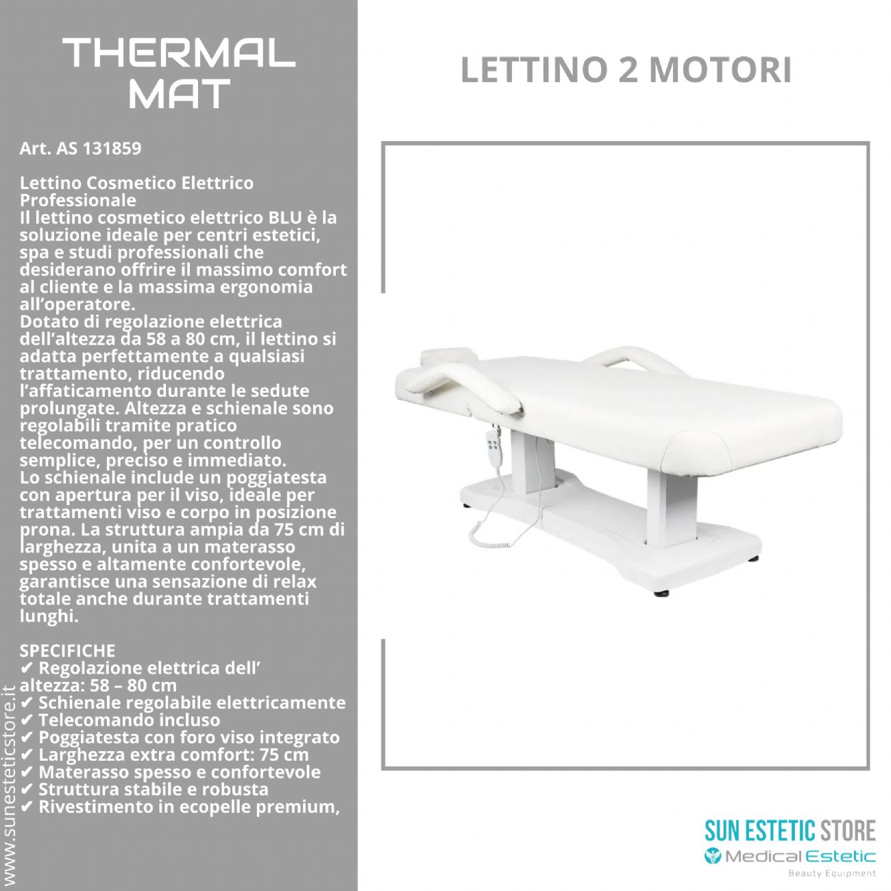 Blu lettino massaggio estetica elettrico 2 motori