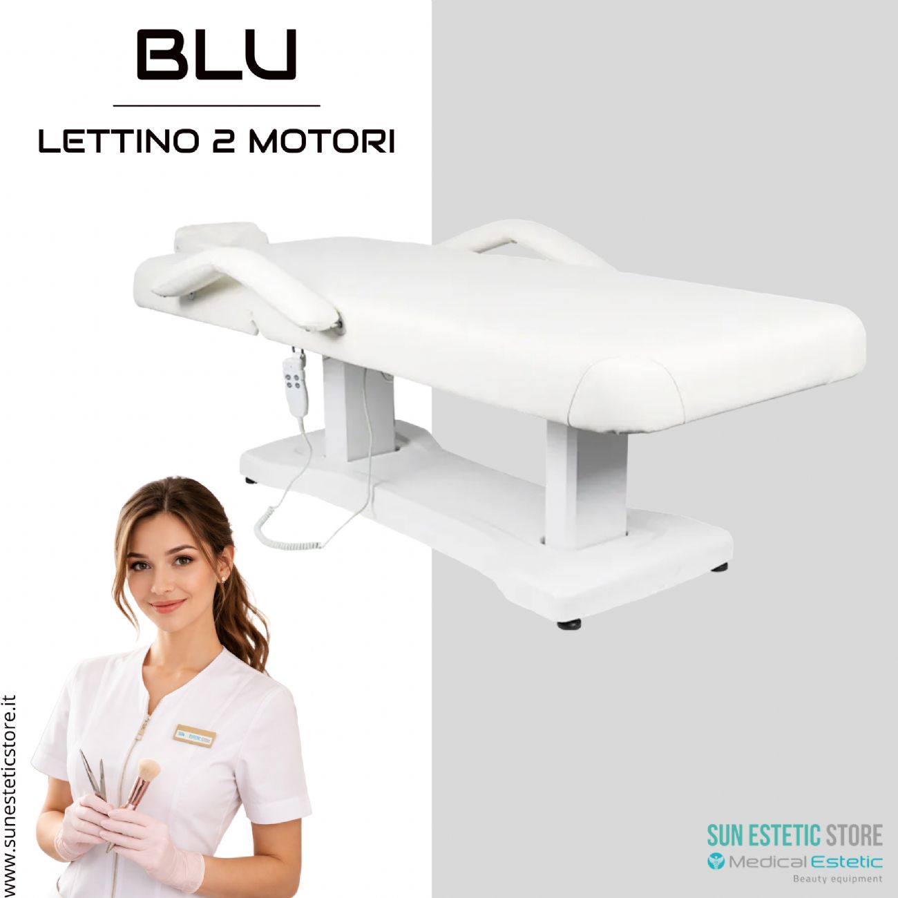 Blu lettino massaggio estetica elettrico 2 motori