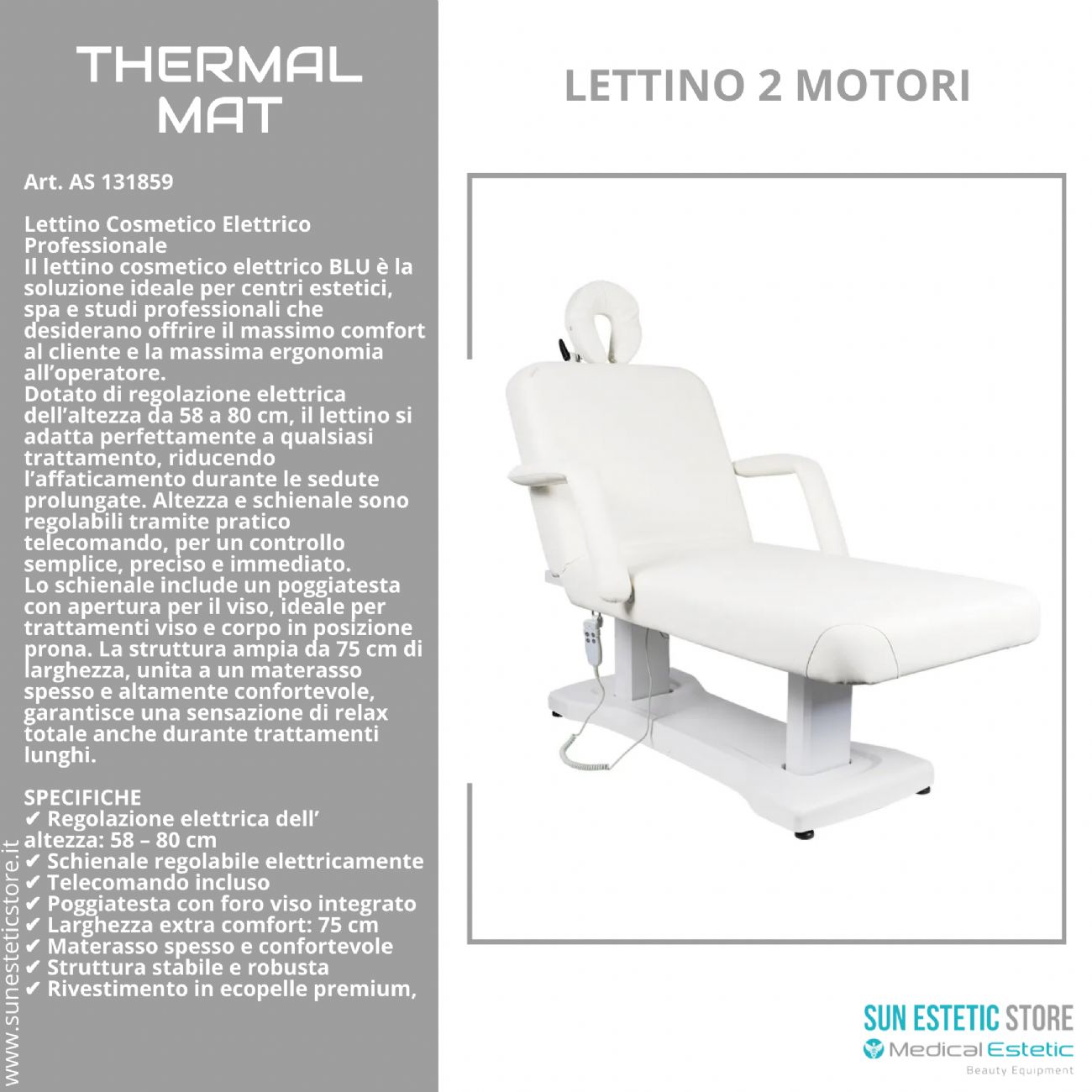 Blu lettino massaggio estetica elettrico 2 motori