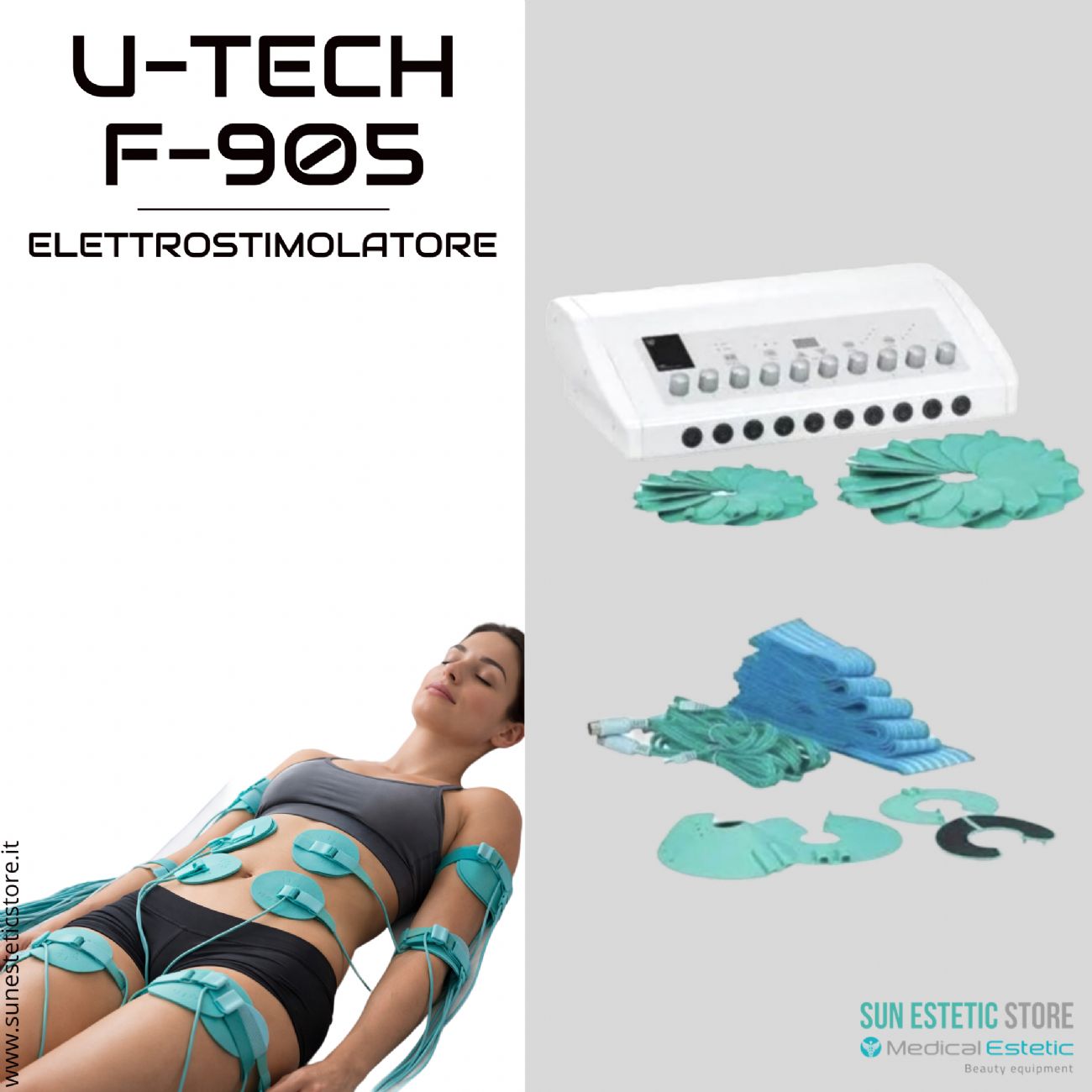U-Tech F905 Elettrostimolatore con elettrodi per dimagrimento e tonificazione muscolare estetica
