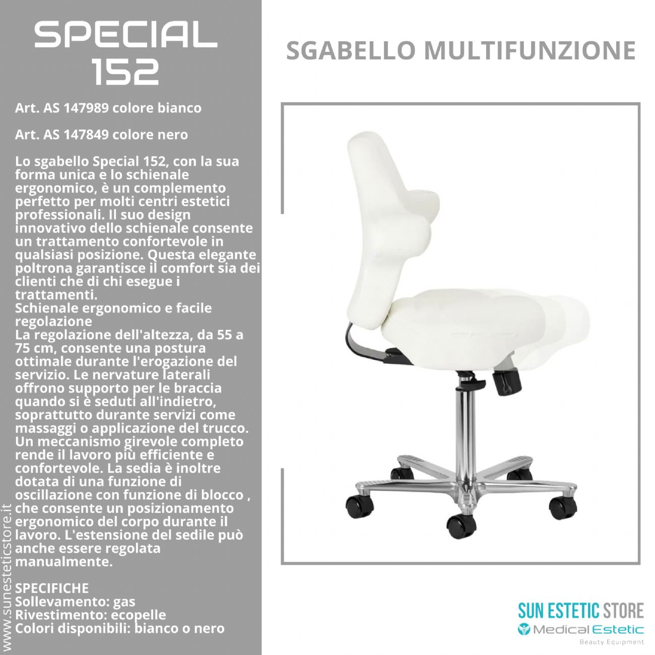Special 152 sgabello multifunzionale con schienale estetica