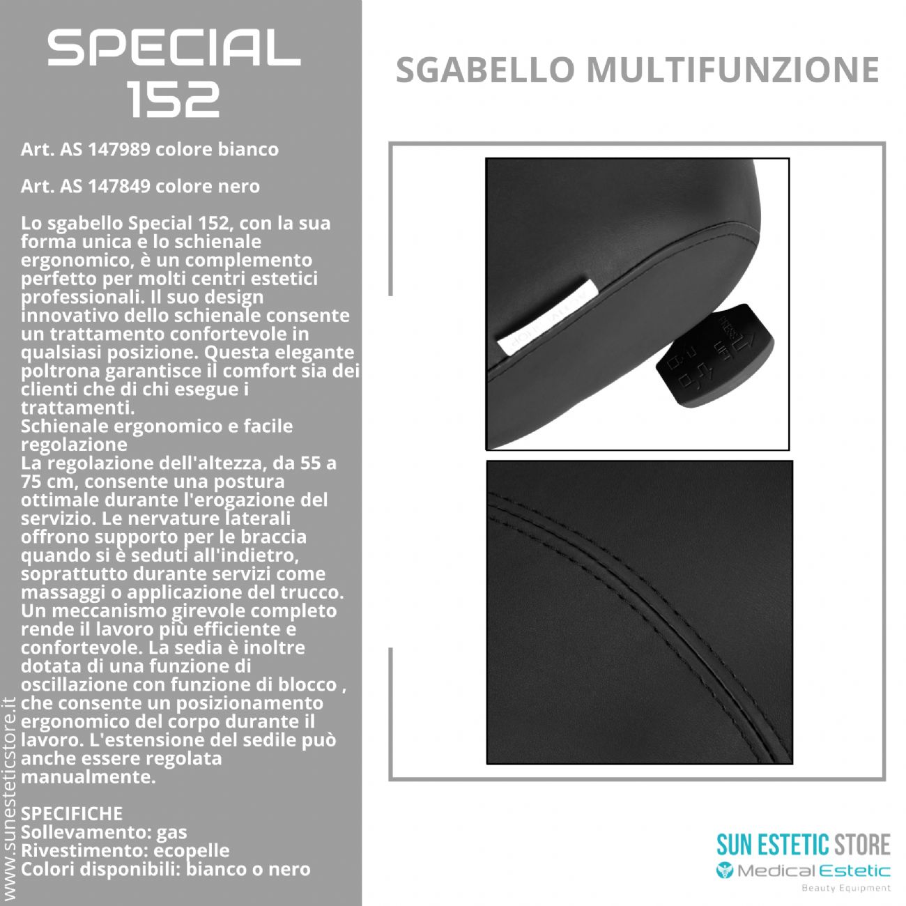 Special 152 sgabello multifunzionale con schienale estetica