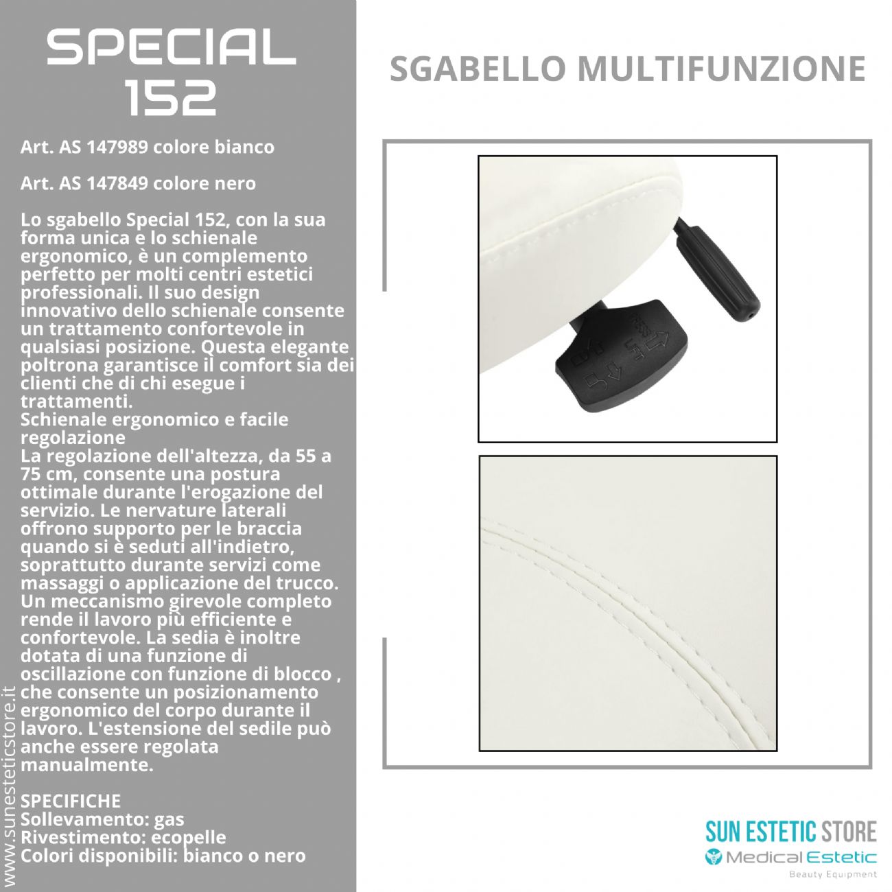 Special 152 sgabello multifunzionale con schienale estetica