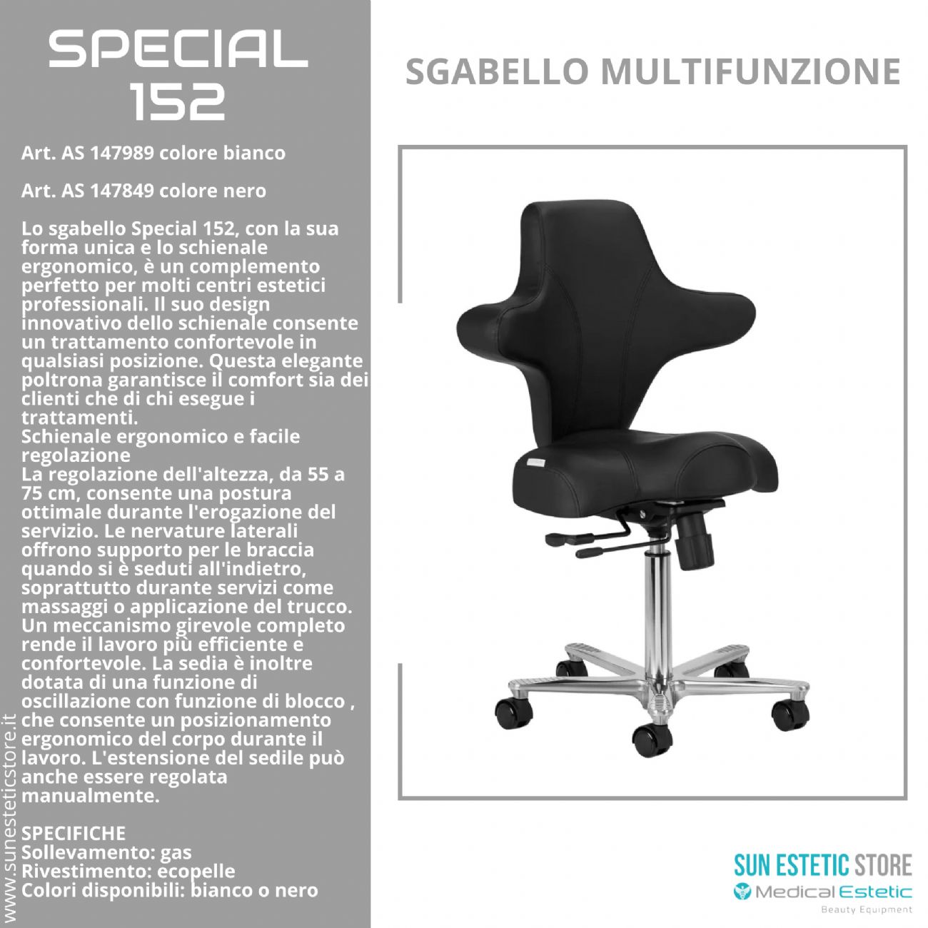 Special 152 sgabello multifunzionale con schienale estetica