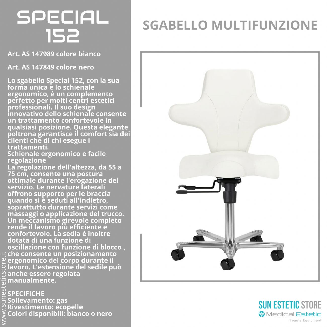 Special 152 sgabello multifunzionale con schienale estetica