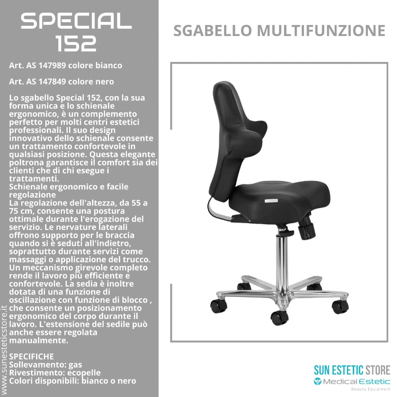 Special 152 sgabello multifunzionale con schienale estetica