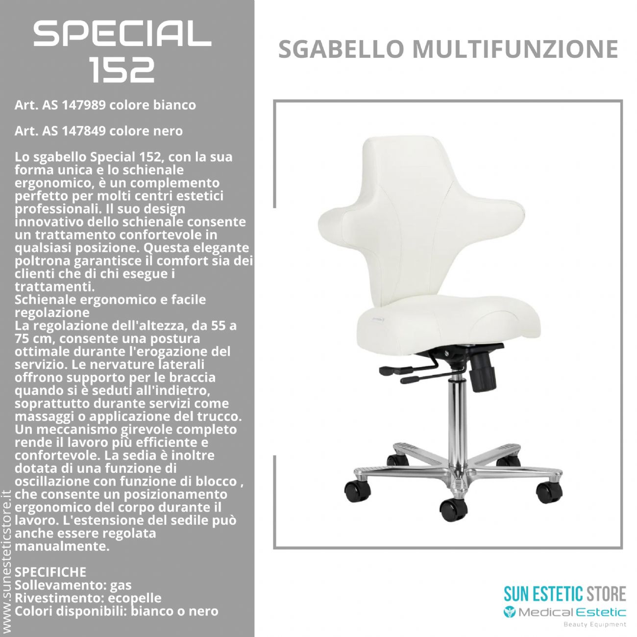 Special 152 sgabello multifunzionale con schienale estetica