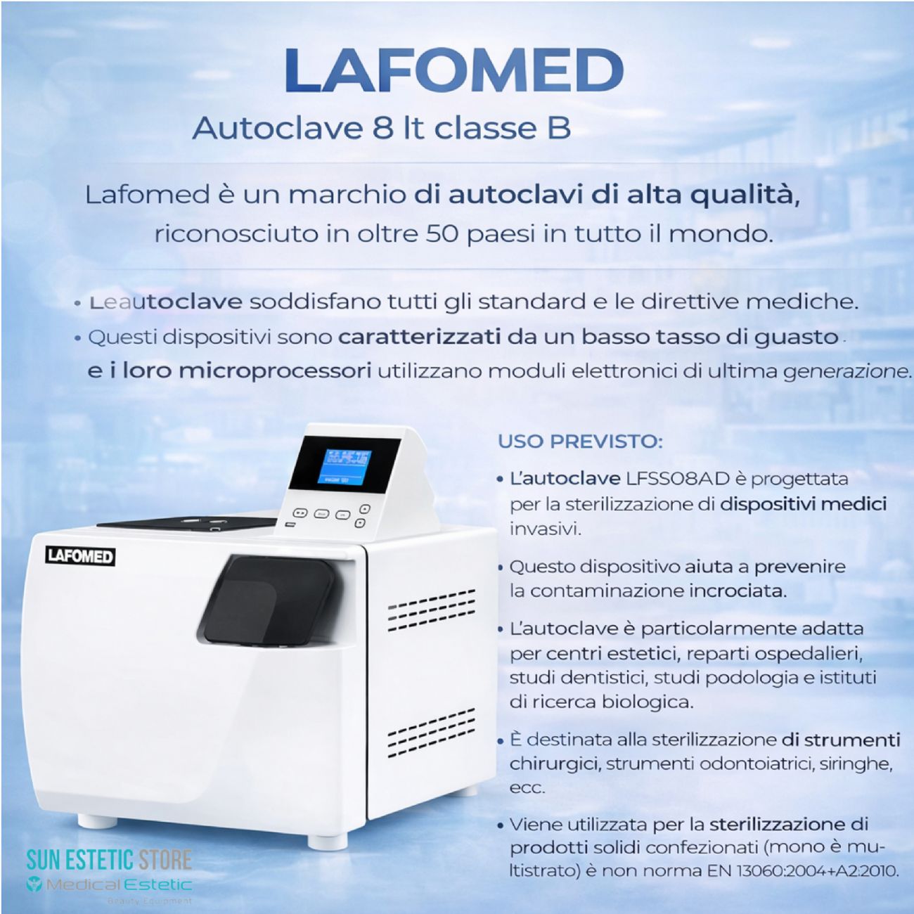 Lafomed LFSS08AD autoclave 8 lt sterilizzazione classe B