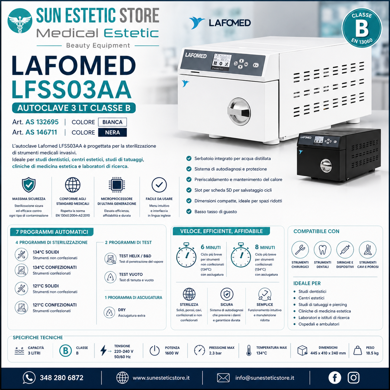 Lafomed LFSS03AA. autoclave 3 lt classe B