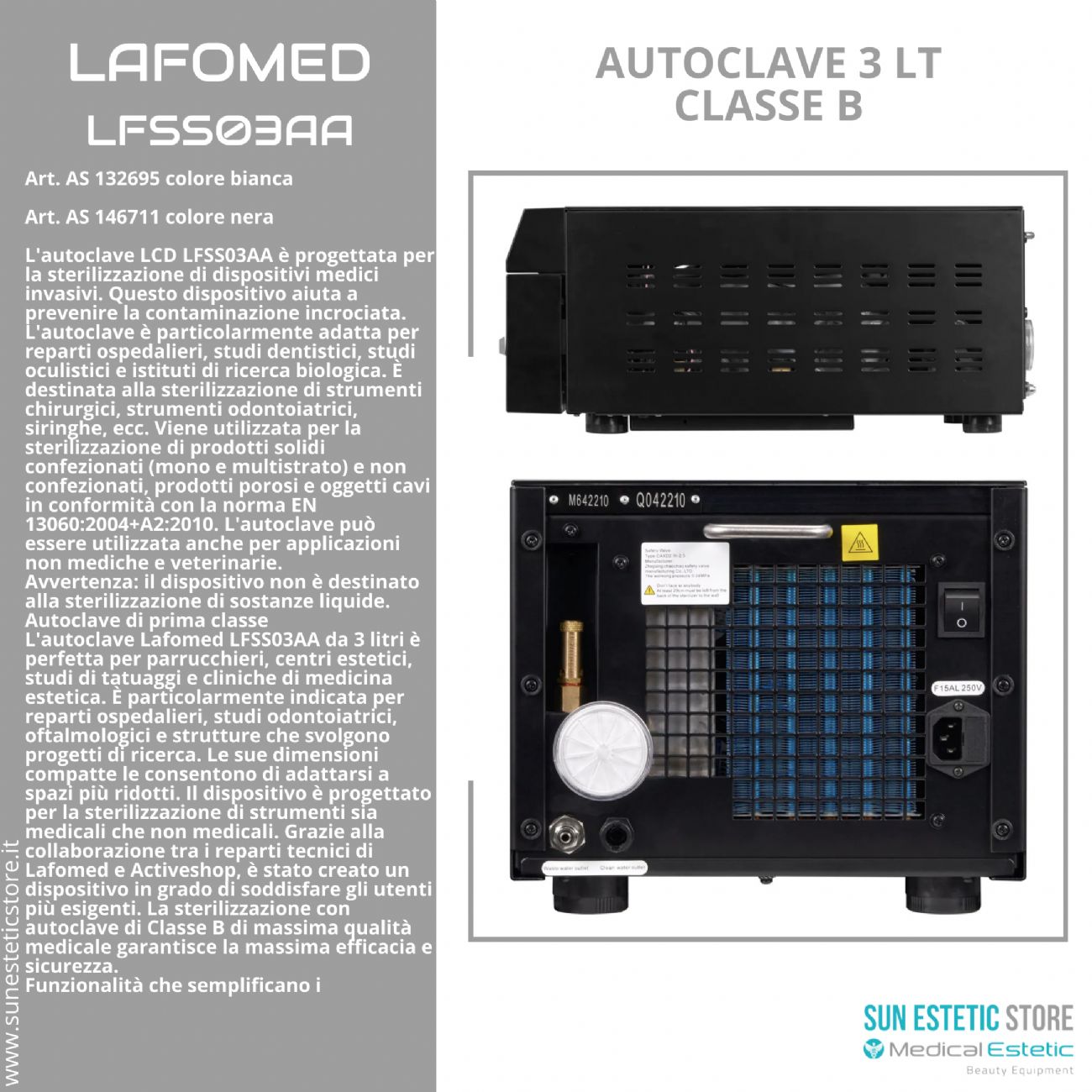 Lafomed LFSS03AA. autoclave 3 lt classe B