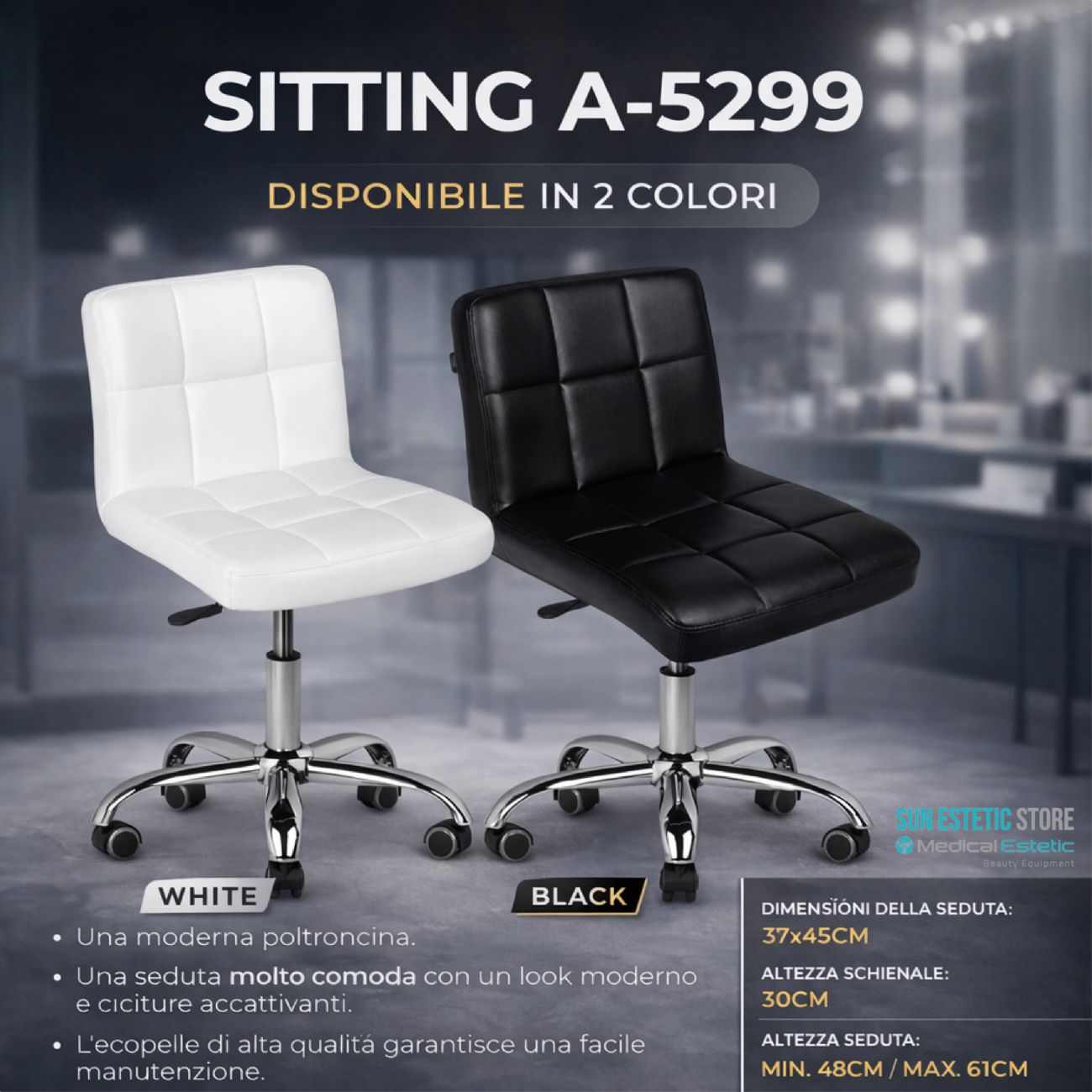 Sitting A-5299 poltroncina regolabile trucco manicure