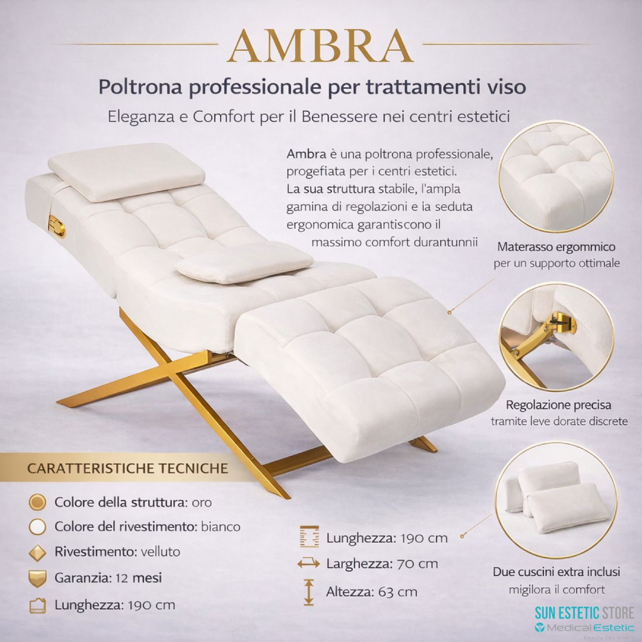 Ambra poltrona lettino trattamenti viso estetica